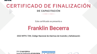 Certificacion NFPA 72 del 2022