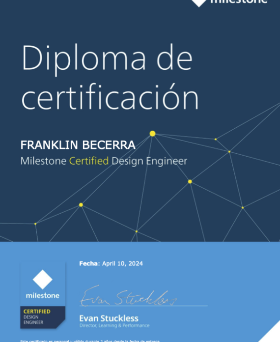 FRANKLIN BECERRA - Milestone Certified Design Engineer (MCDE) Evaluaci_n - ES - Completion Certificate